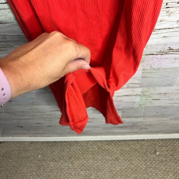 Banana Republic Red orange ribbed One-Shoulder Dress size small - Picture 5 of 8